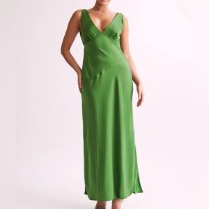 Meshki Nadia Maxi Satin Dress With Back
Cowl - Emerald